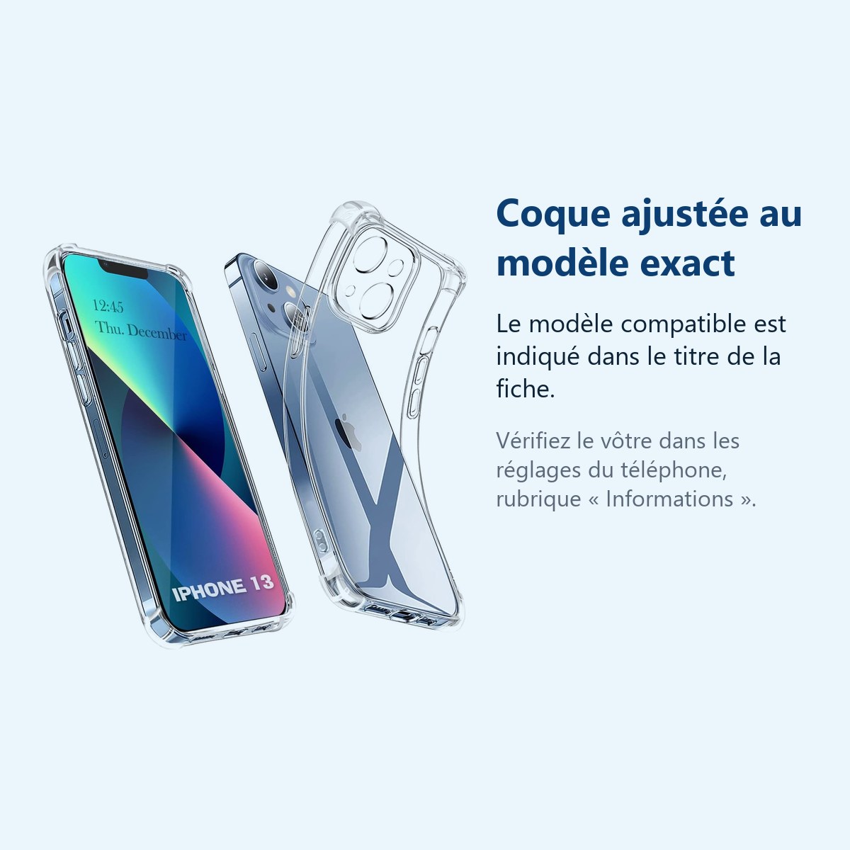 Accessoire ajusté au modèle exact – Coque antichoc pour iPhone 13 (6,1 pouces)