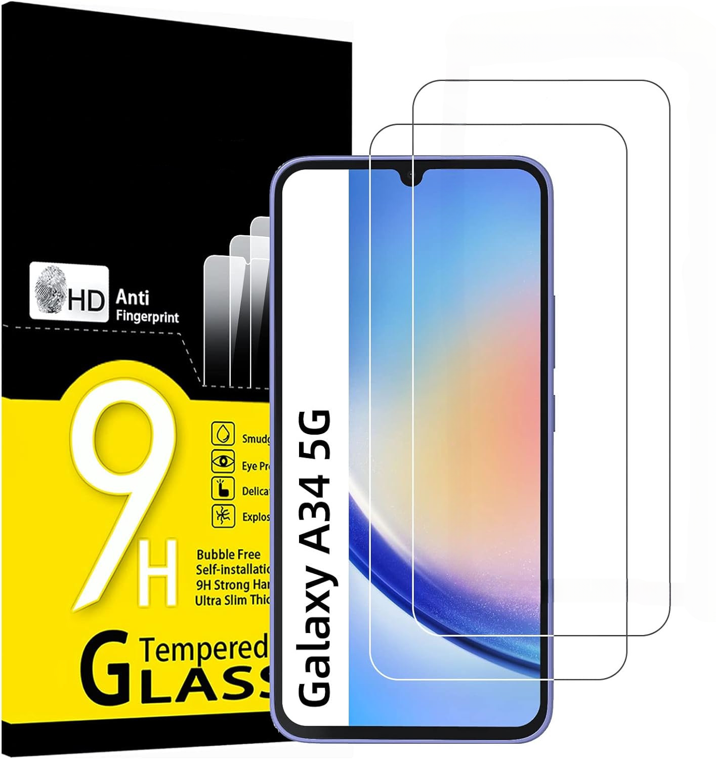 Verre Trempé pour Samsung Galaxy A34 5G (6,6) [Pack 2] Film Vitre