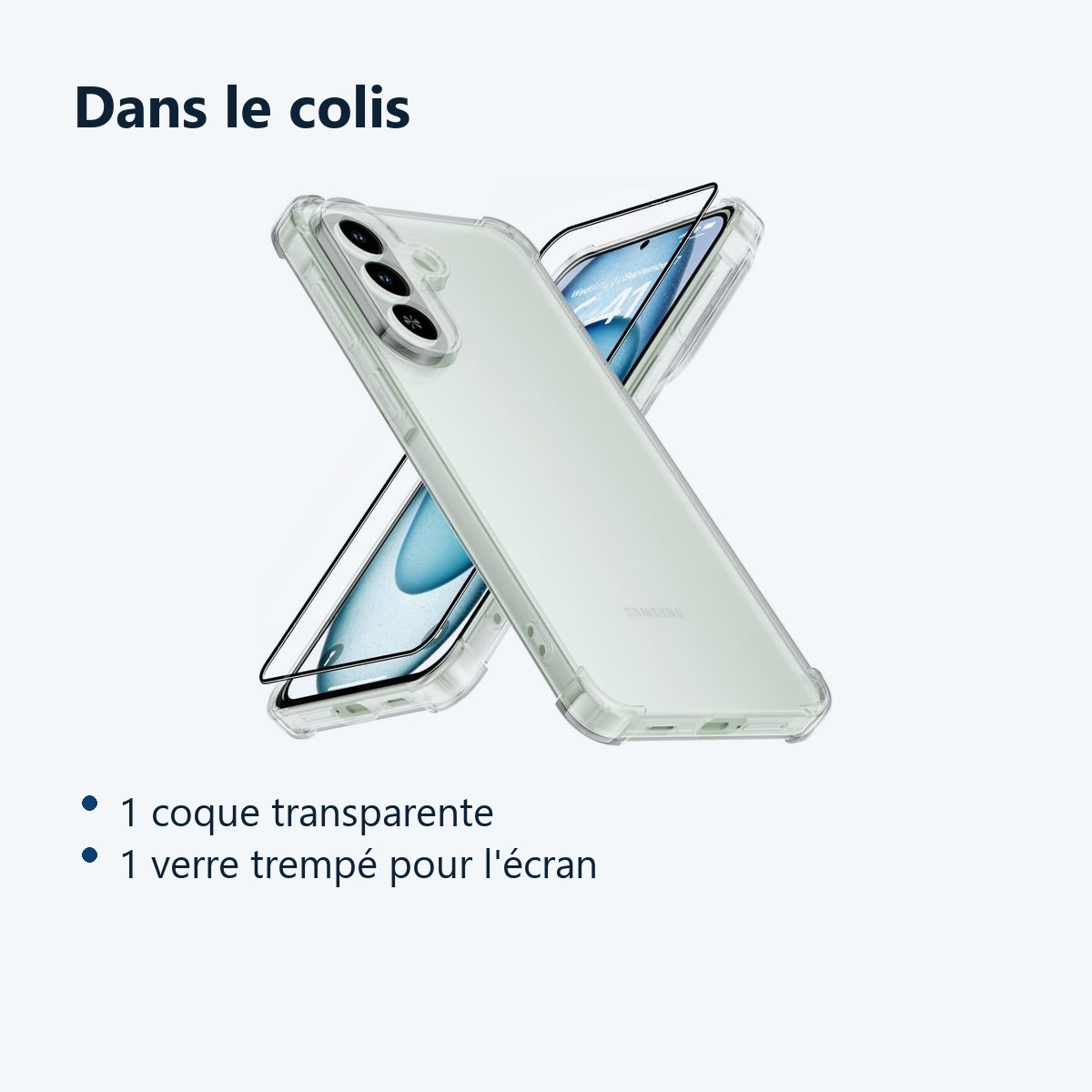 Contenu du colis – Coque Pour Samsung Galaxy A37 5G Silicone Transparente Angles Renforces + Verre Trempe