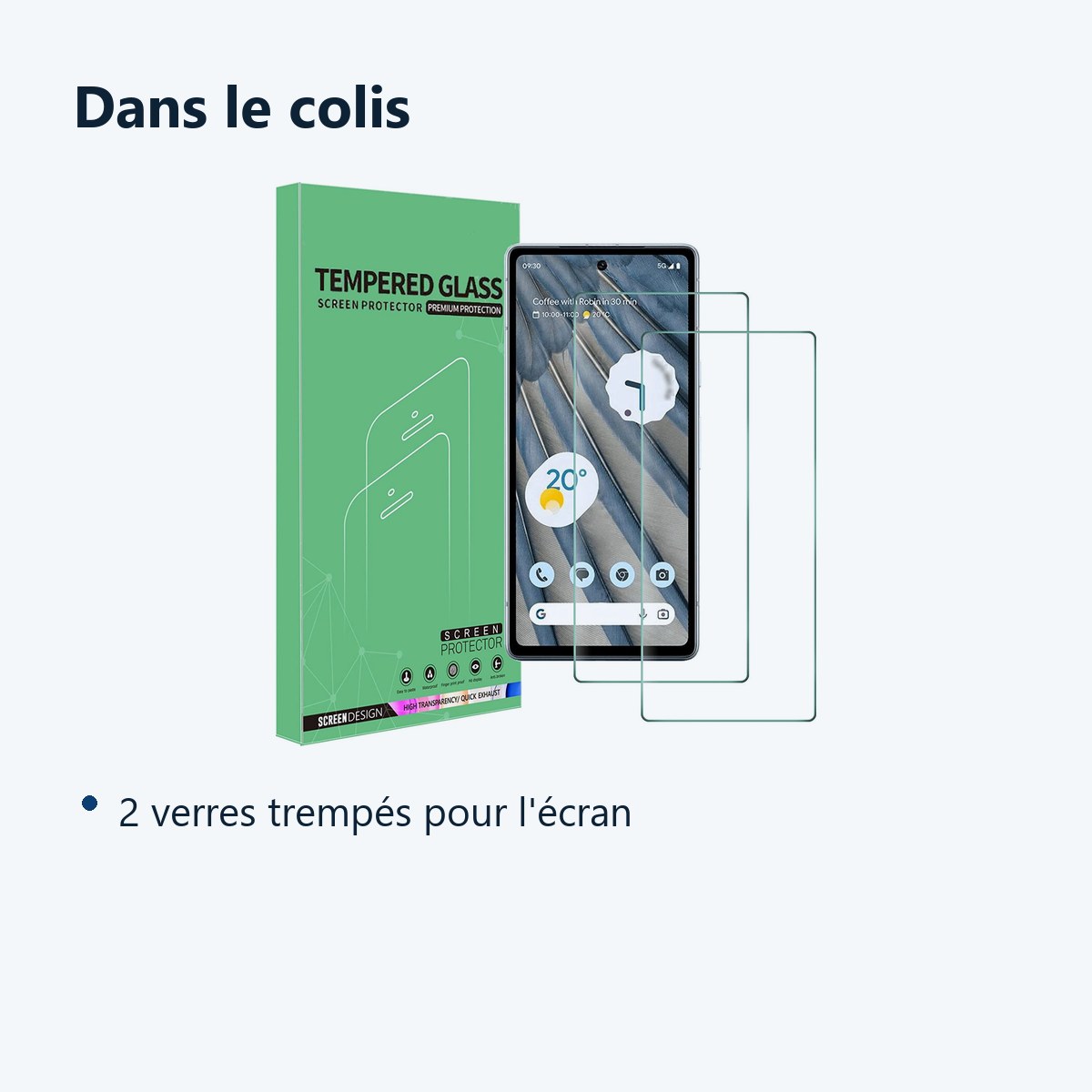Contenu du colis – Verres Trempes X2 Pour Google Pixel 7a