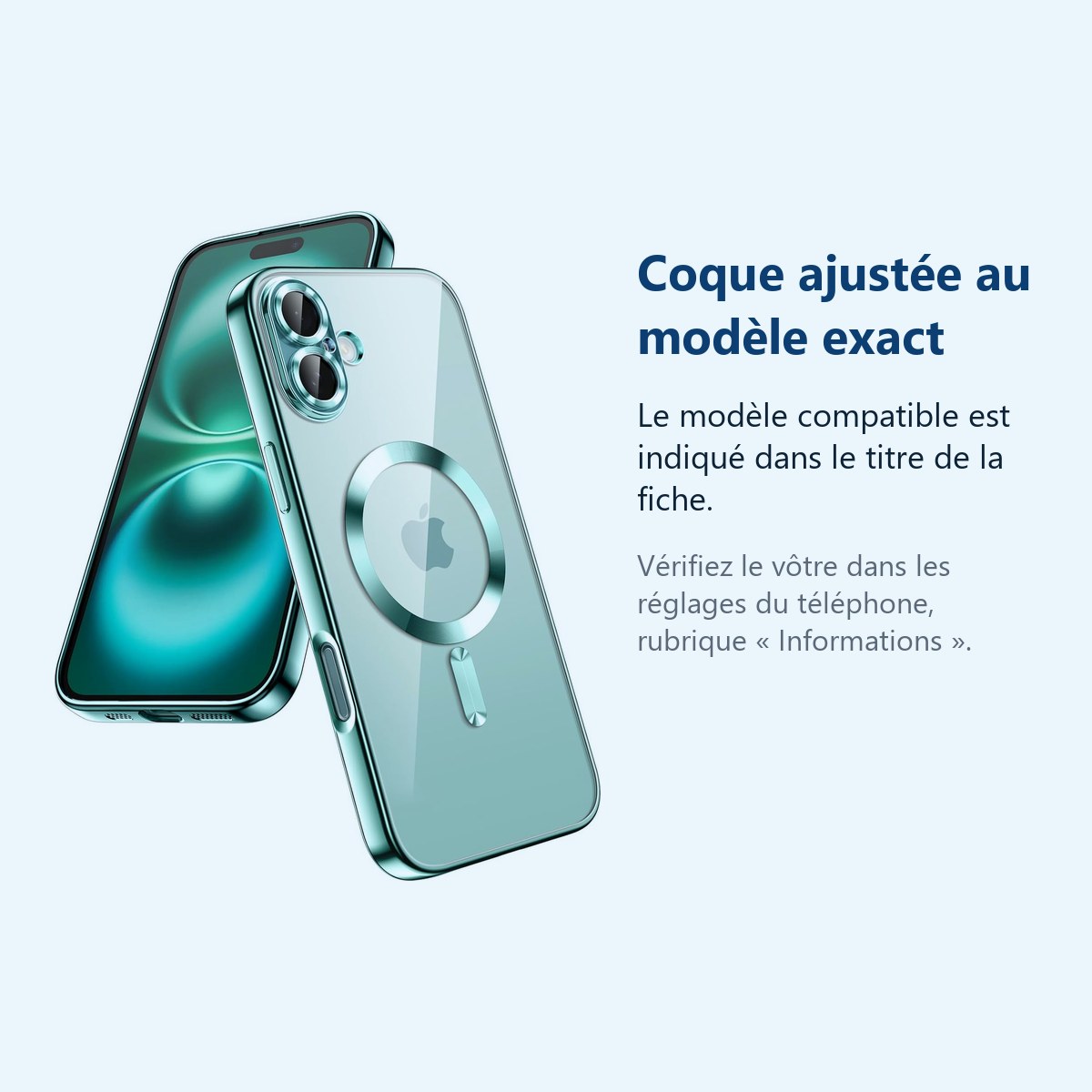Accessoire ajusté au modèle exact – Coque Silicone Pour iPhone 16 Couleur Vert Compatible Magsafe