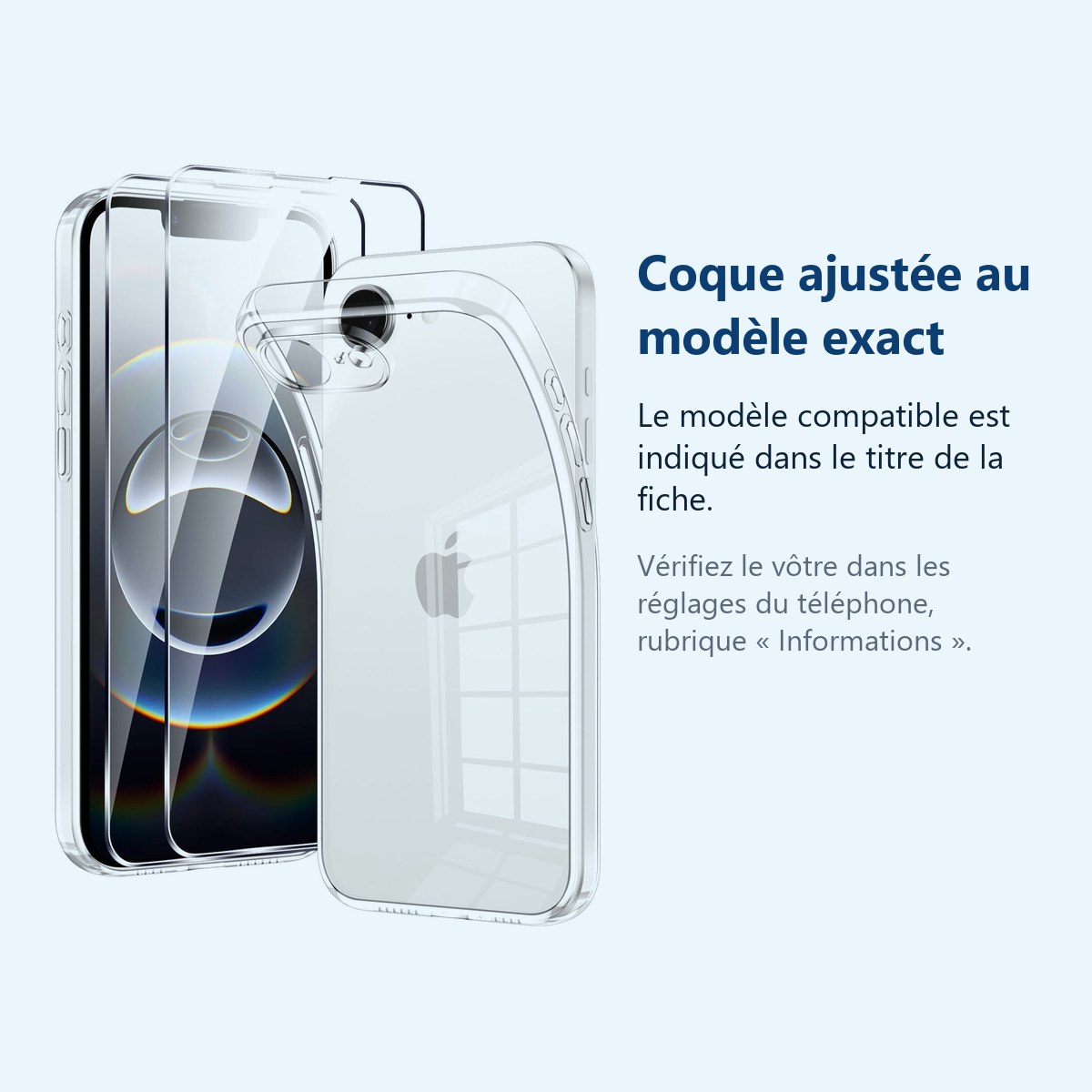 Accessoire ajusté au modèle exact – Coque Silicone Transparente + 2 Verres Trempes Pour iPhone 17e