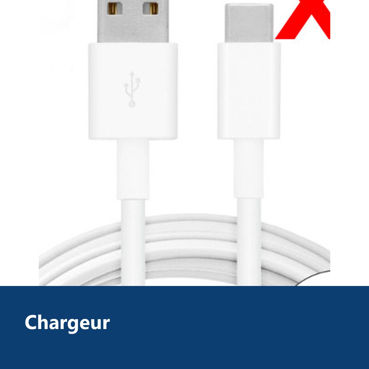 Vue de détail – X2 Cable USB- Type C Chargeur Noir pour Samsung Galaxy Note 8 / S8 / S8 PLUS / A32017 / A52017 PACK X2 Blanc