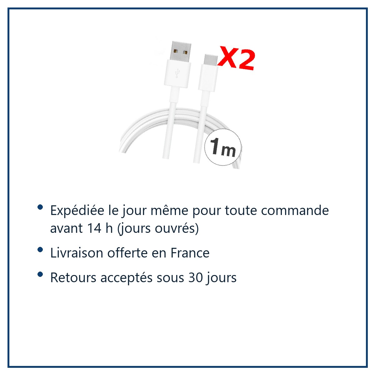 Expédition le jour même, livraison offerte, retours sous 30 jours – X2 Cable USB- Type C Chargeur Noir pour Samsung Galaxy No