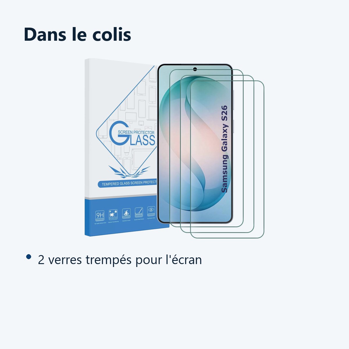 Contenu du colis – Verres Trempes X3 Pour Samsung Galaxy S26