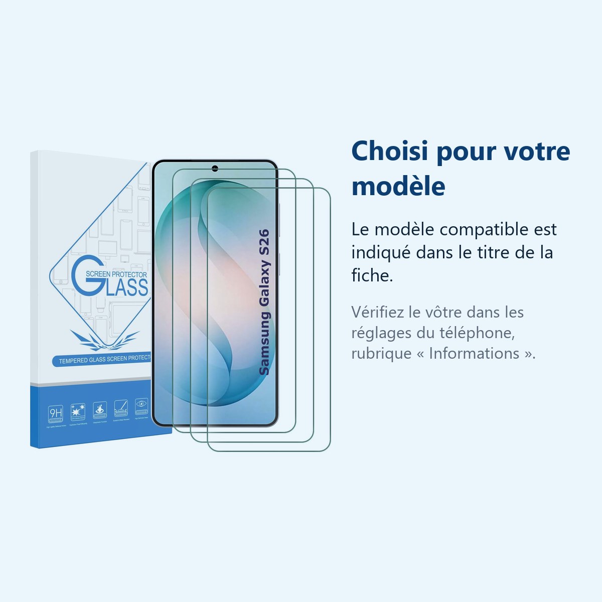 Accessoire ajusté au modèle exact – Verres Trempes X3 Pour Samsung Galaxy S26