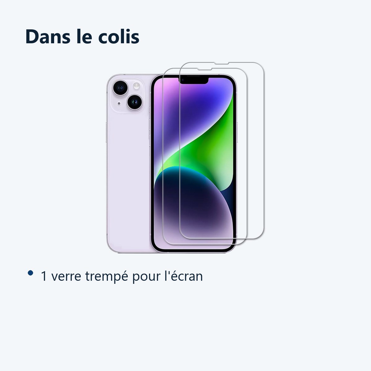 Contenu du colis – Verre Trempé pour iPhone 14 Plus (6,7 pouces) [Pack 2] Film Vitre Protection Ecran