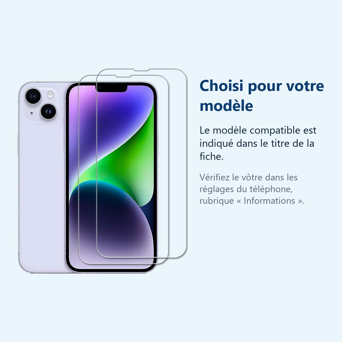 Accessoire ajusté au modèle exact – Verre Trempé pour iPhone 14 Plus (6,7 pouces) [Pack 2] Film Vitre Protection Ecran