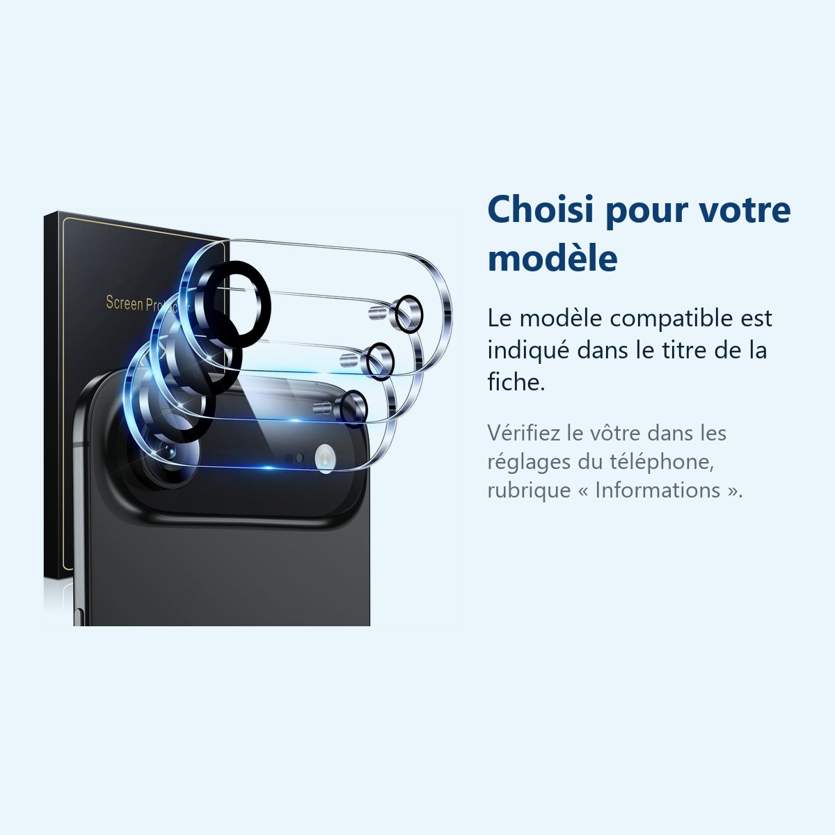 Accessoire ajusté au modèle exact – Verres Protection Camera Arriere Transparent X3 Pour iPhone 17 Air