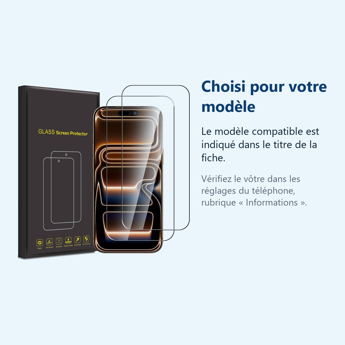 Accessoire ajusté au modèle exact – Verres Trempes X2 Pour iPhone 17 Pro Max