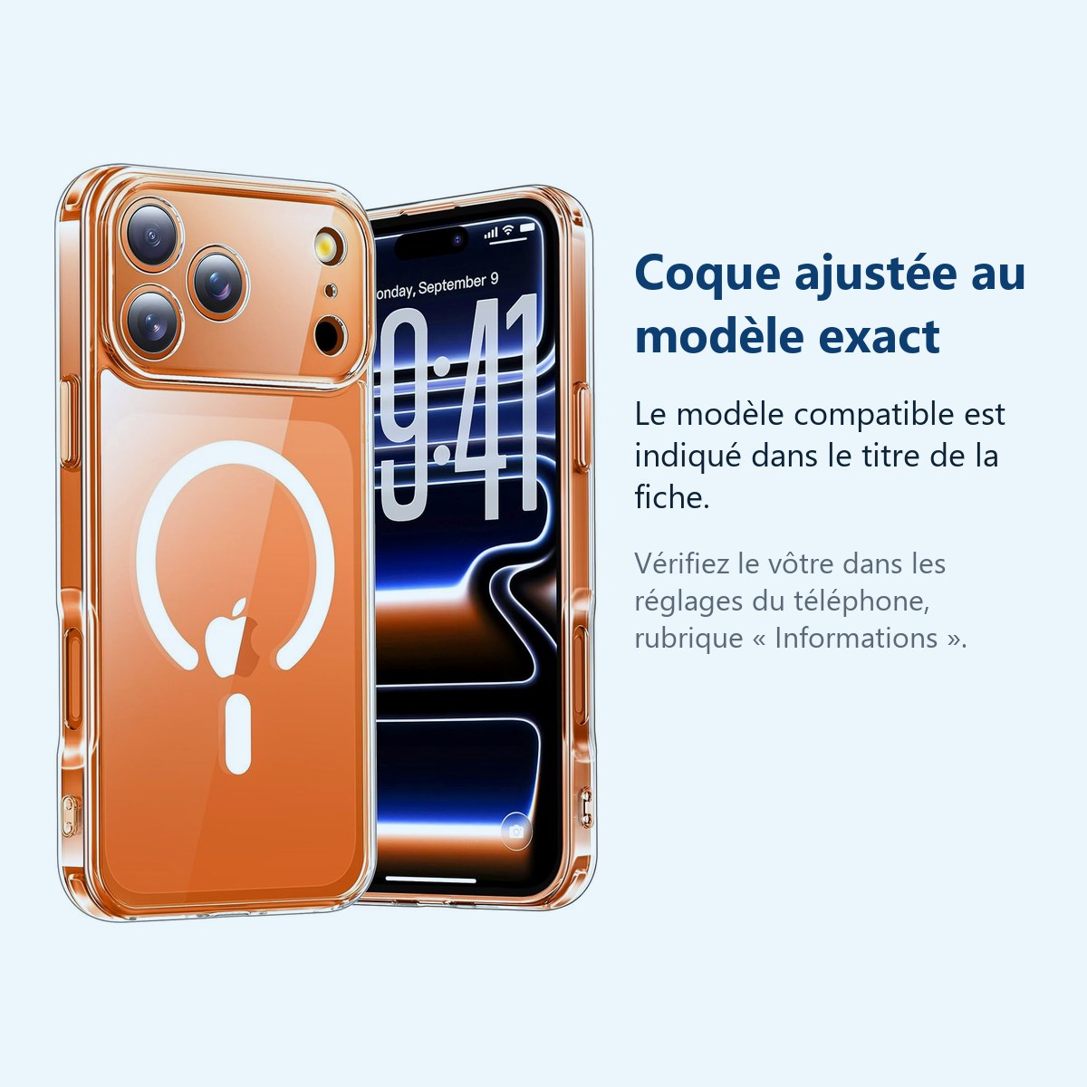Accessoire ajusté au modèle exact – Coque Silicone Transparente Compatible Magsafe Pour iPhone 17 Pro