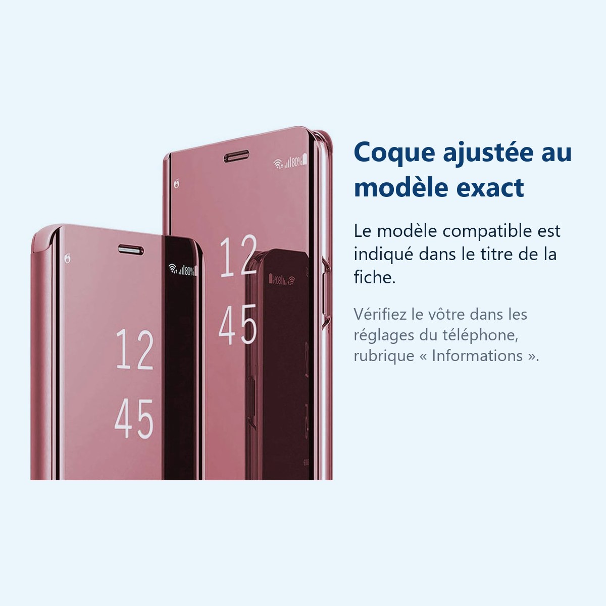 Accessoire ajusté au modèle exact – Coque Folio Rabat Miroir Pour Samsung Galaxy S23 FE Couleur Rose