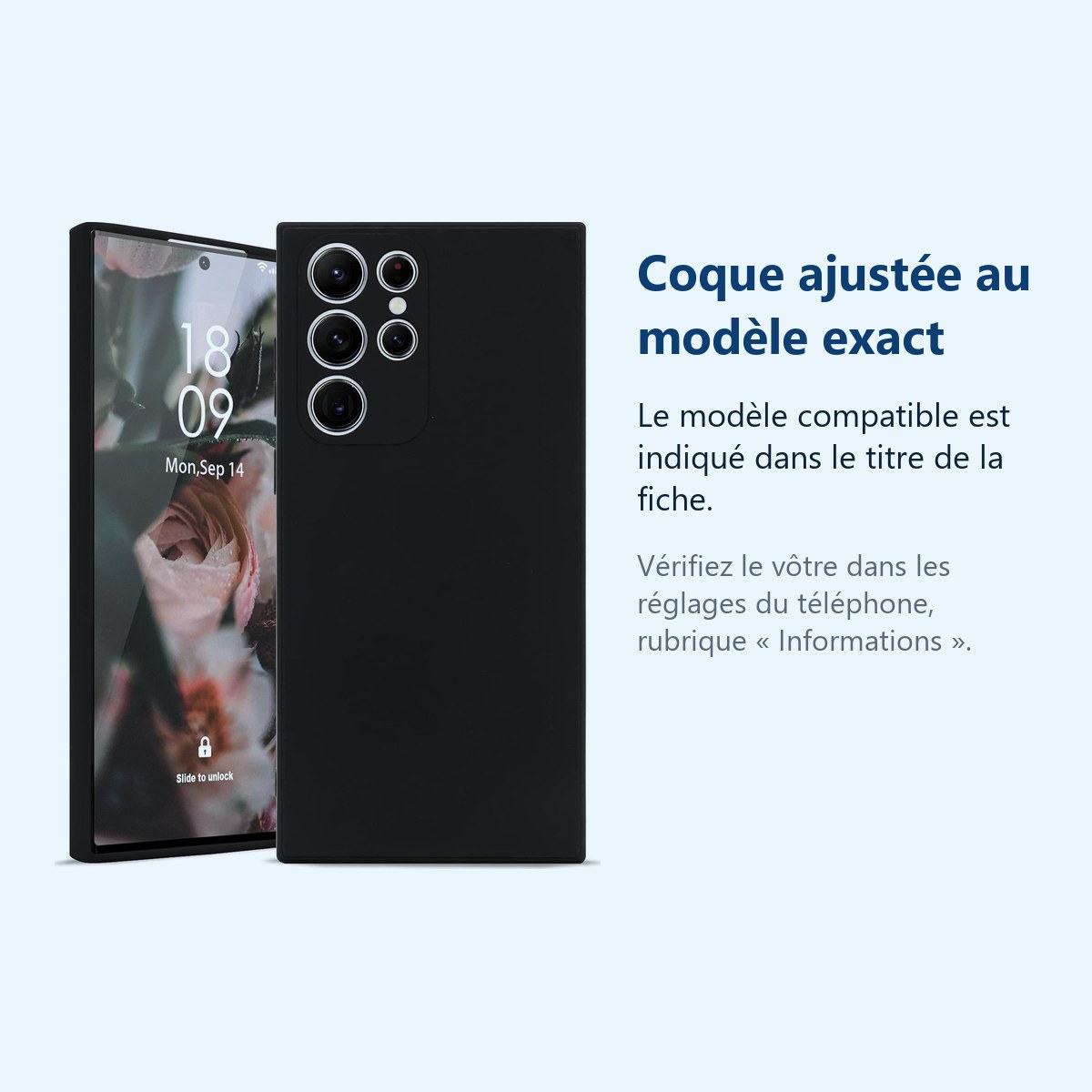 Accessoire ajusté au modèle exact – Coque Noir pour Samsung Galaxy S22 Ultra (6,8 pouces)