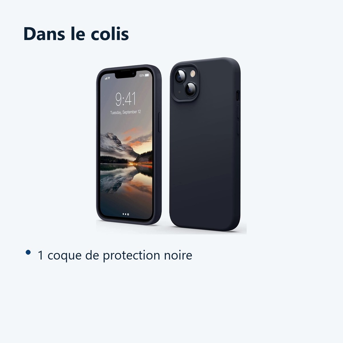 Contenu du colis – Coque Noir pour iPhone 13 (6,1 pouces)