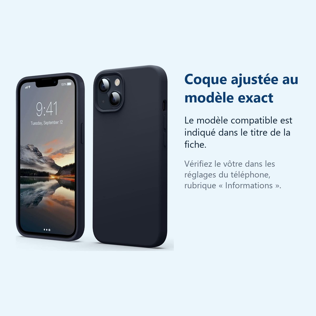 Accessoire ajusté au modèle exact – Coque Noir pour iPhone 13 (6,1 pouces)