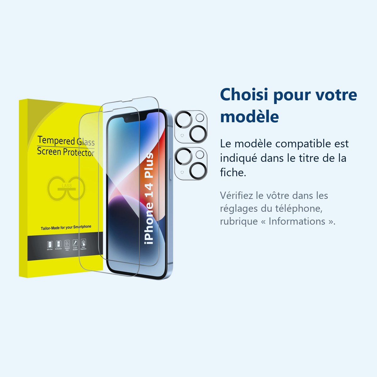 Accessoire ajusté au modèle exact – Verres Trempes et Protections Camera Arriere X2 Pour iPhone 14 Plus