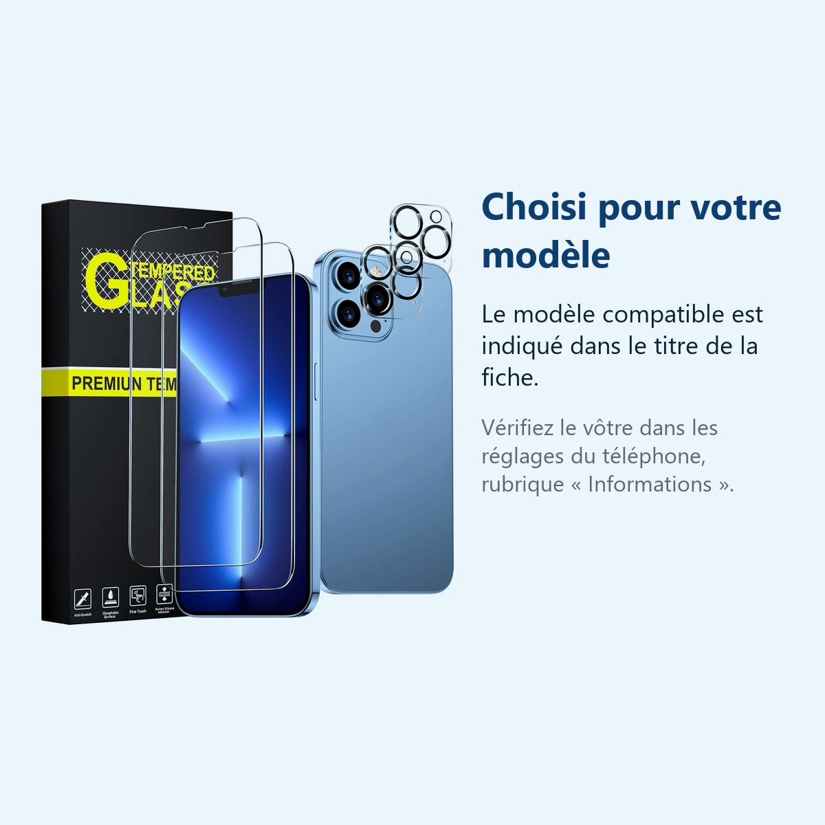 Accessoire ajusté au modèle exact – Verres Trempes et Protections Camera Arriere X2 Pour iPhone 13 Pro