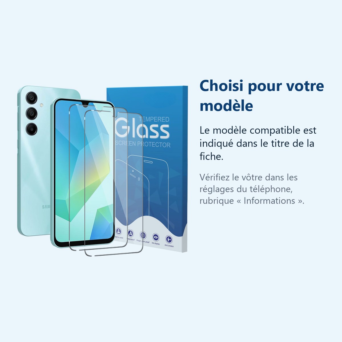 Accessoire ajusté au modèle exact – Verres Trempes X2 Pour Samsung Galaxy A16