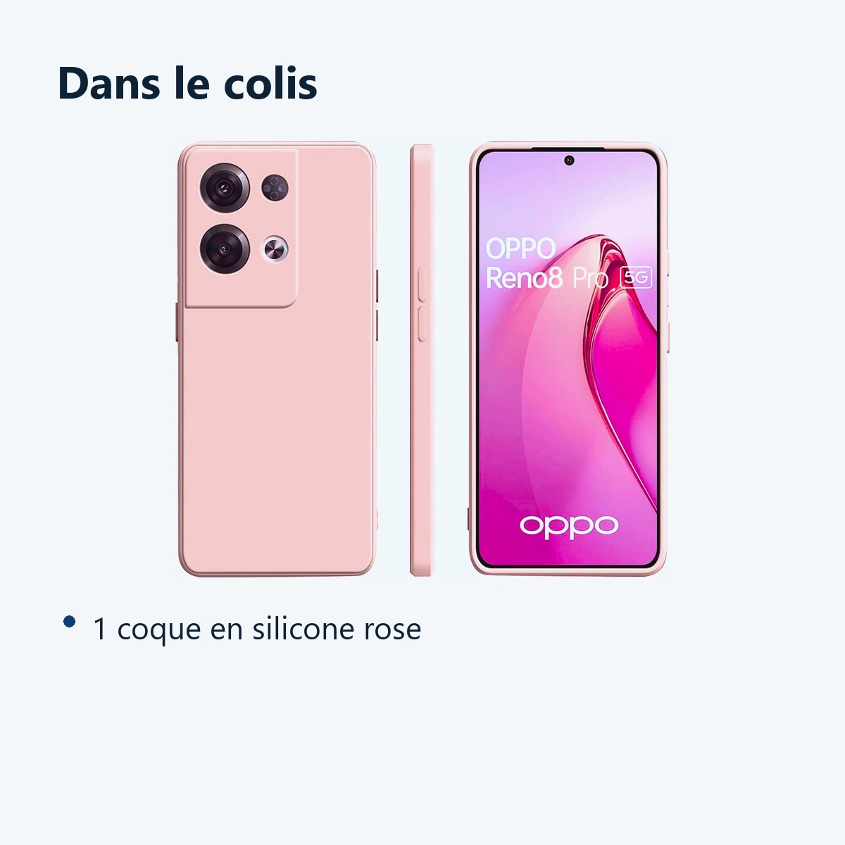 Contenu du colis – Coque Silicone Couleur Rose Pour Oppo Reno 8 Pro 5G
