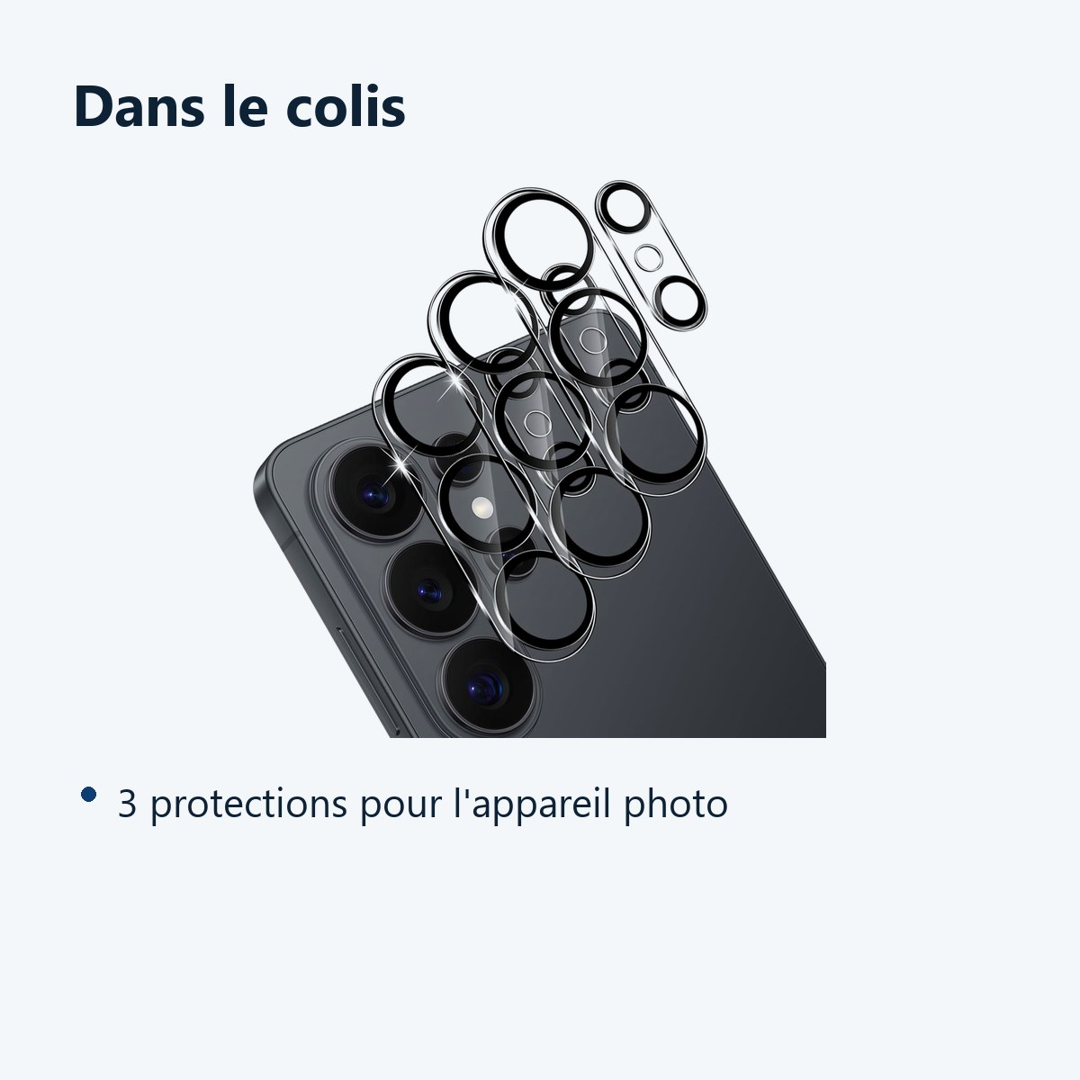 Contenu du colis – Verres Protection Camera Arriere Transparent X3 Pour Samsung Galaxy S26 Ultra