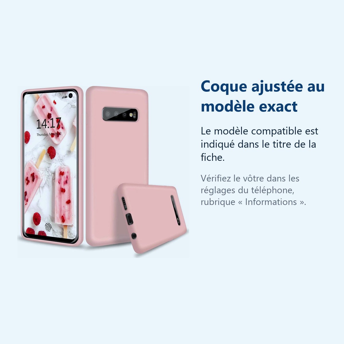 Accessoire ajusté au modèle exact – Coque Silicone Pour Samsung S10 Plus Couleur Rose Haute Protection