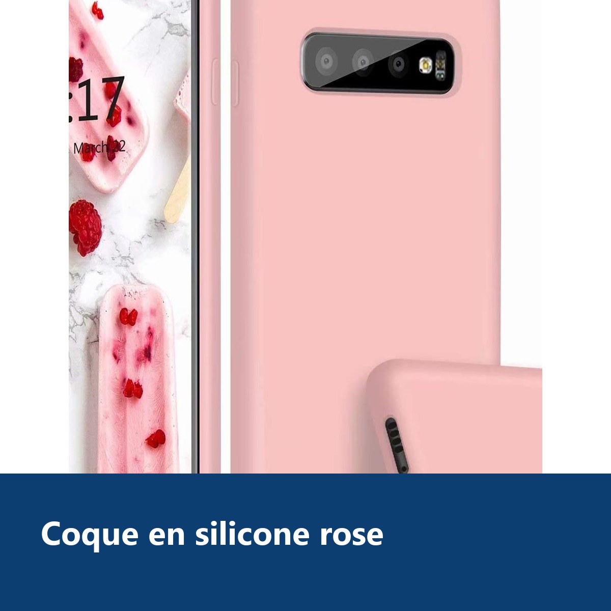 Vue de détail – Coque Silicone Pour Samsung S10 Plus Couleur Rose Haute Protection