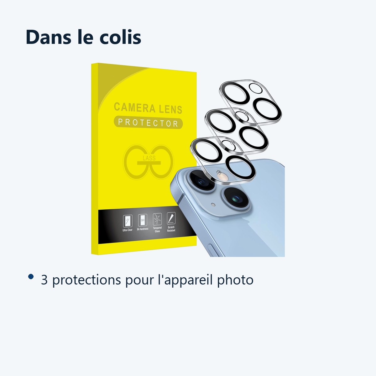 Contenu du colis – Verres Protection Camera Arriere X3 Pour iPhone 14 Plus