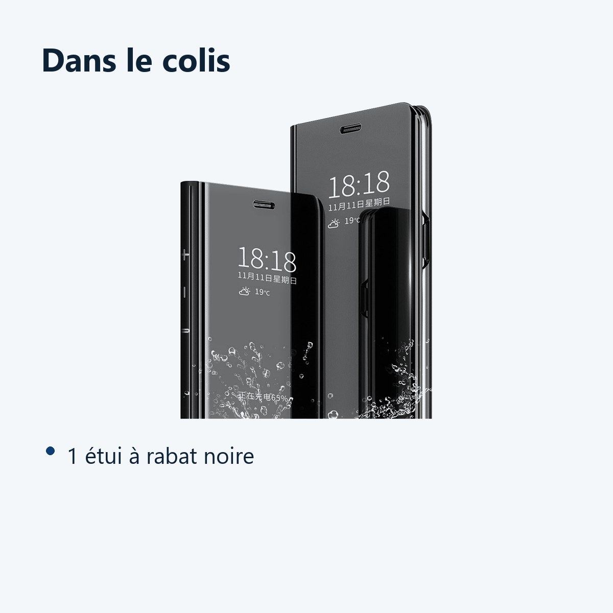 Contenu du colis – Coque Rabat Miroir Noir Pour Samsung Galaxy S22 Plus 5G