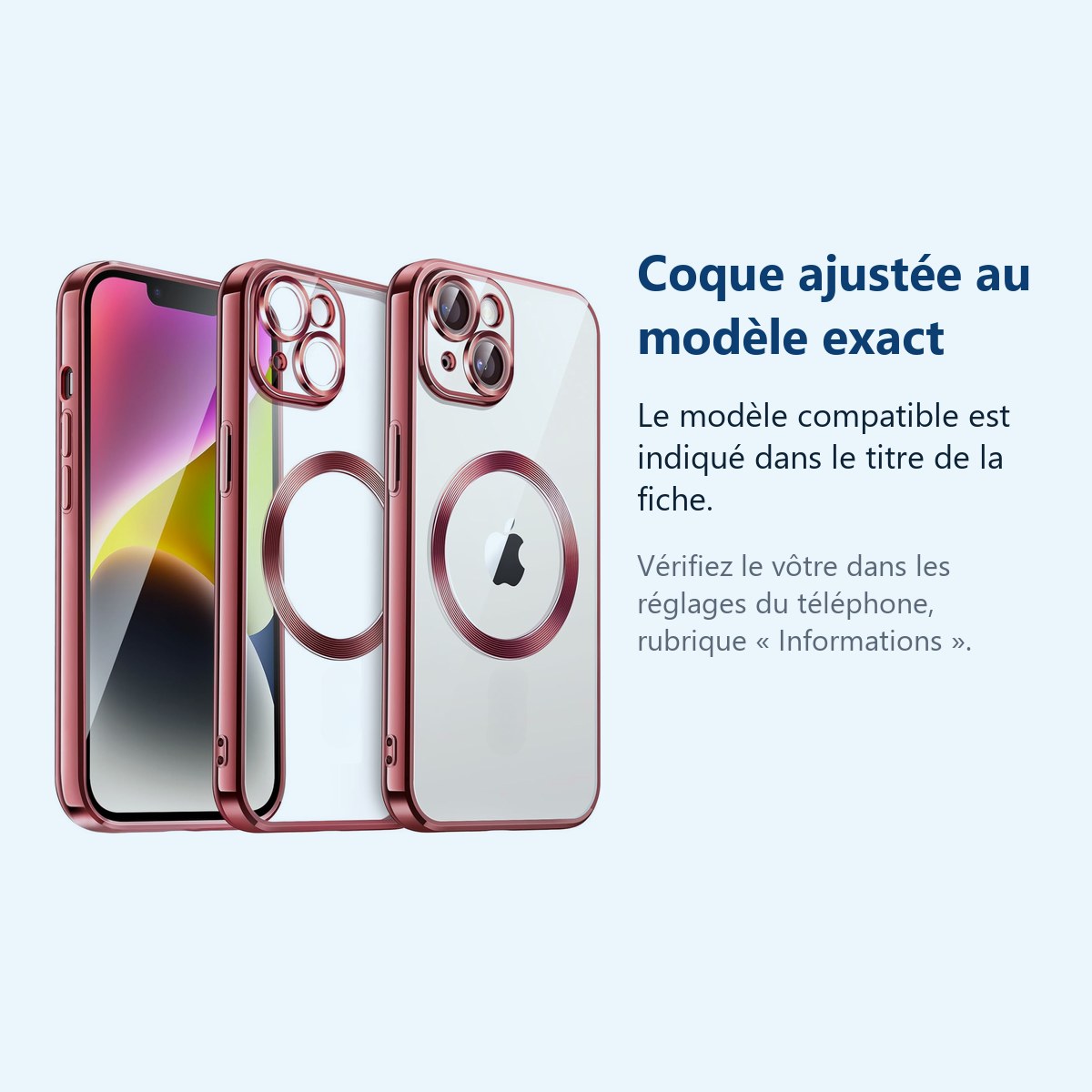 Accessoire ajusté au modèle exact – Coque Silicone Pour iPhone 14 Plus Couleur Rose Compatible Magsafe