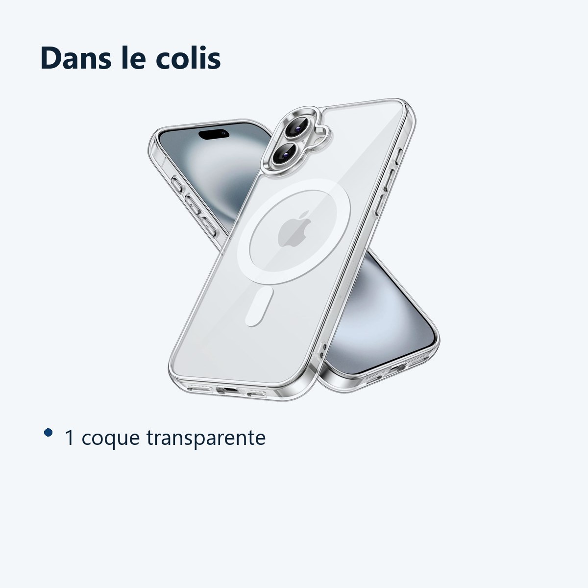 Contenu du colis – Coque Silicone Transparente Compatible Magsafe Pour iPhone 16