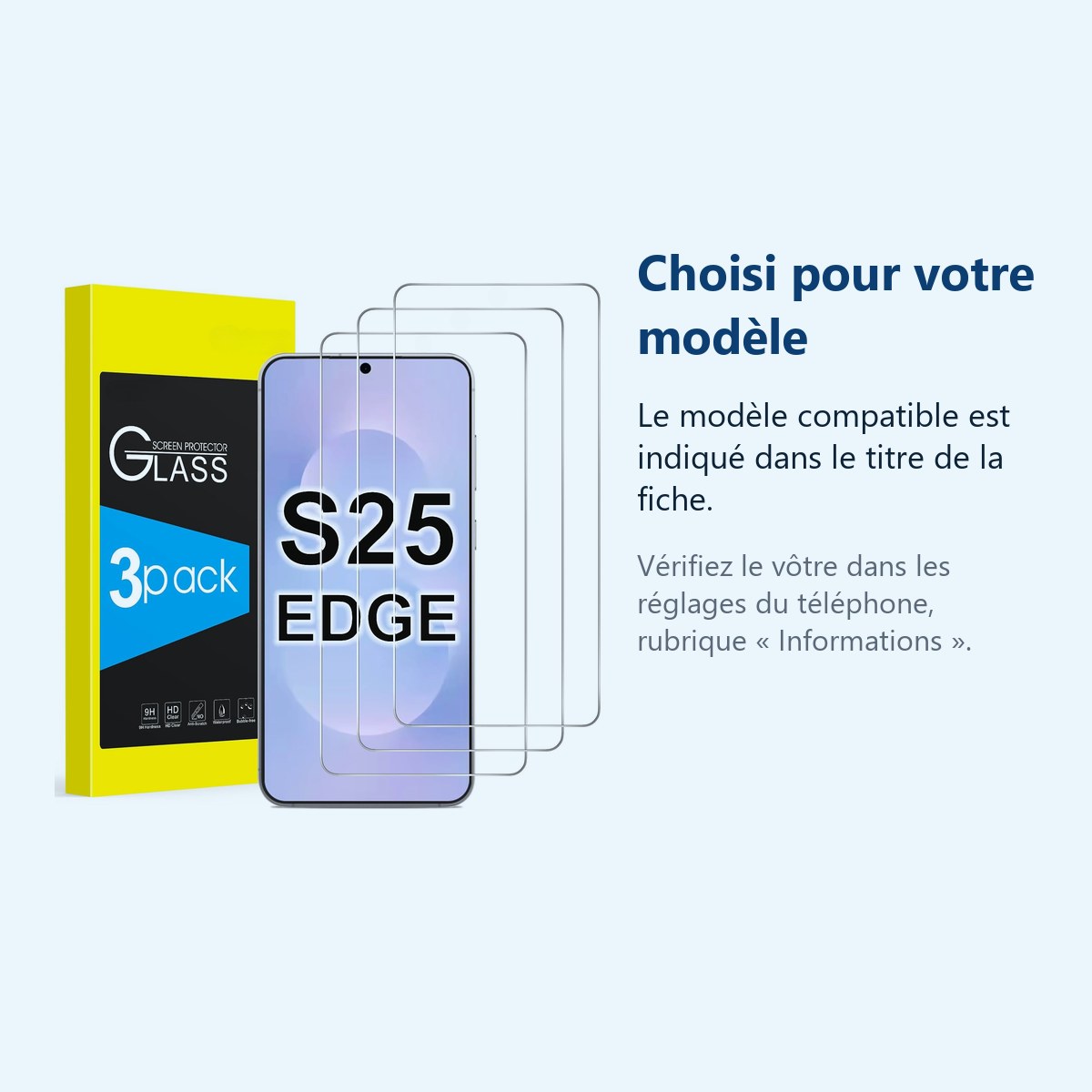 Accessoire ajusté au modèle exact – Verres Trempes X3 Pour Samsung Galaxy S25 Edge