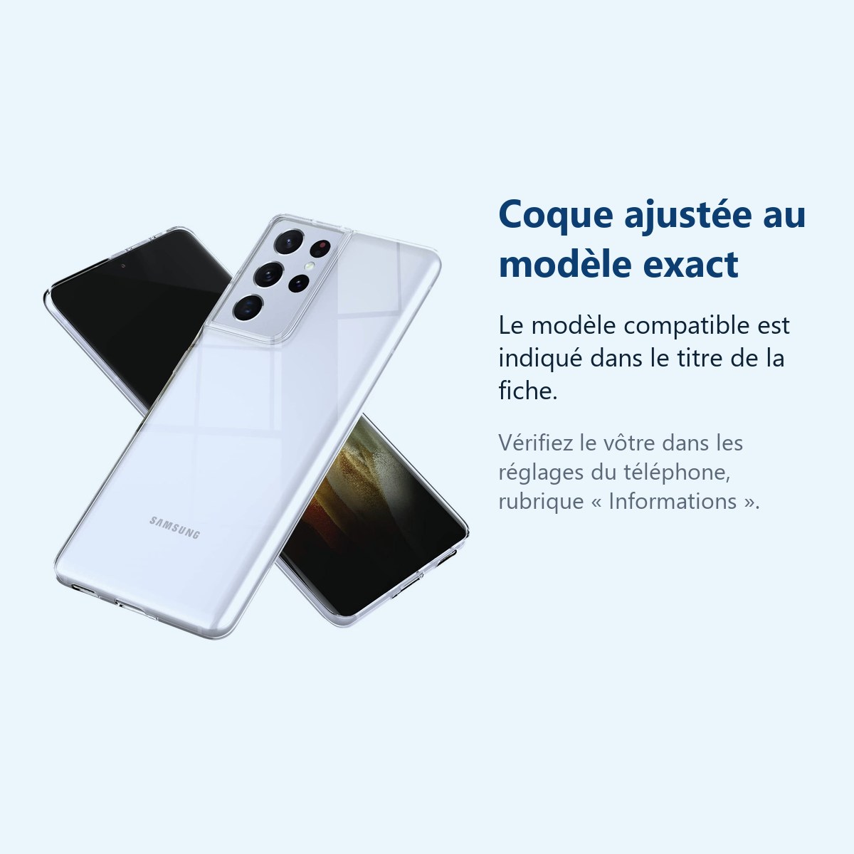 Accessoire ajusté au modèle exact – Coque Silicone Transparente Pour Samsung Galaxy S21 Ultra 5G