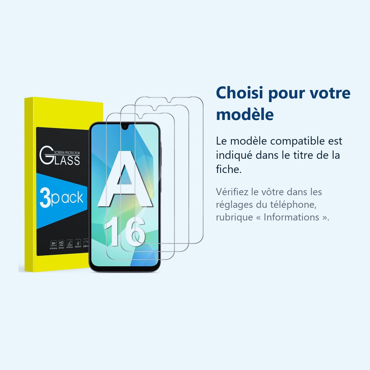 Accessoire ajusté au modèle exact – Verres Trempes X3 Pour Samsung Galaxy A16