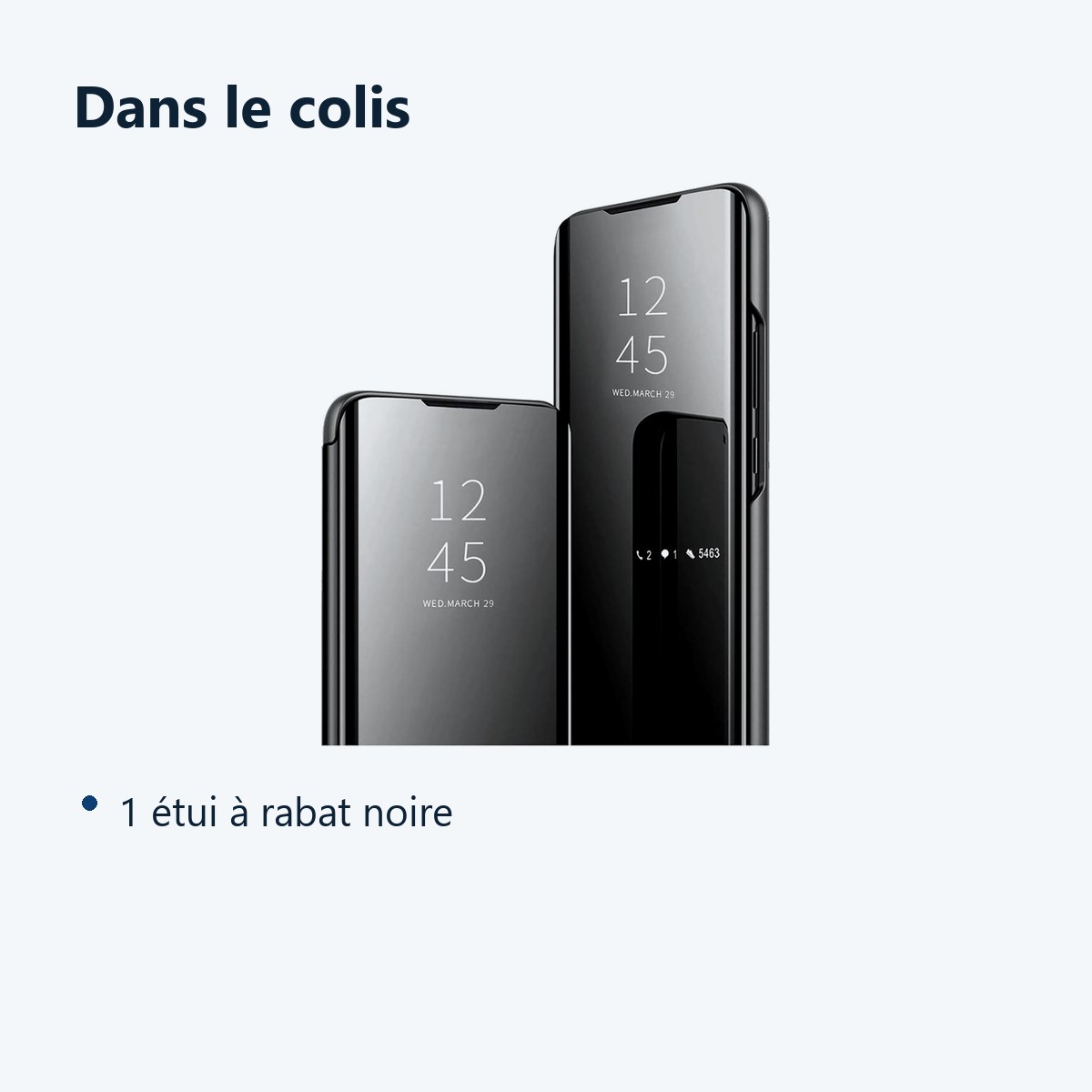 Contenu du colis – Coque Folio Rabat Miroir Pour Samsung Galaxy S23 Couleur Noir