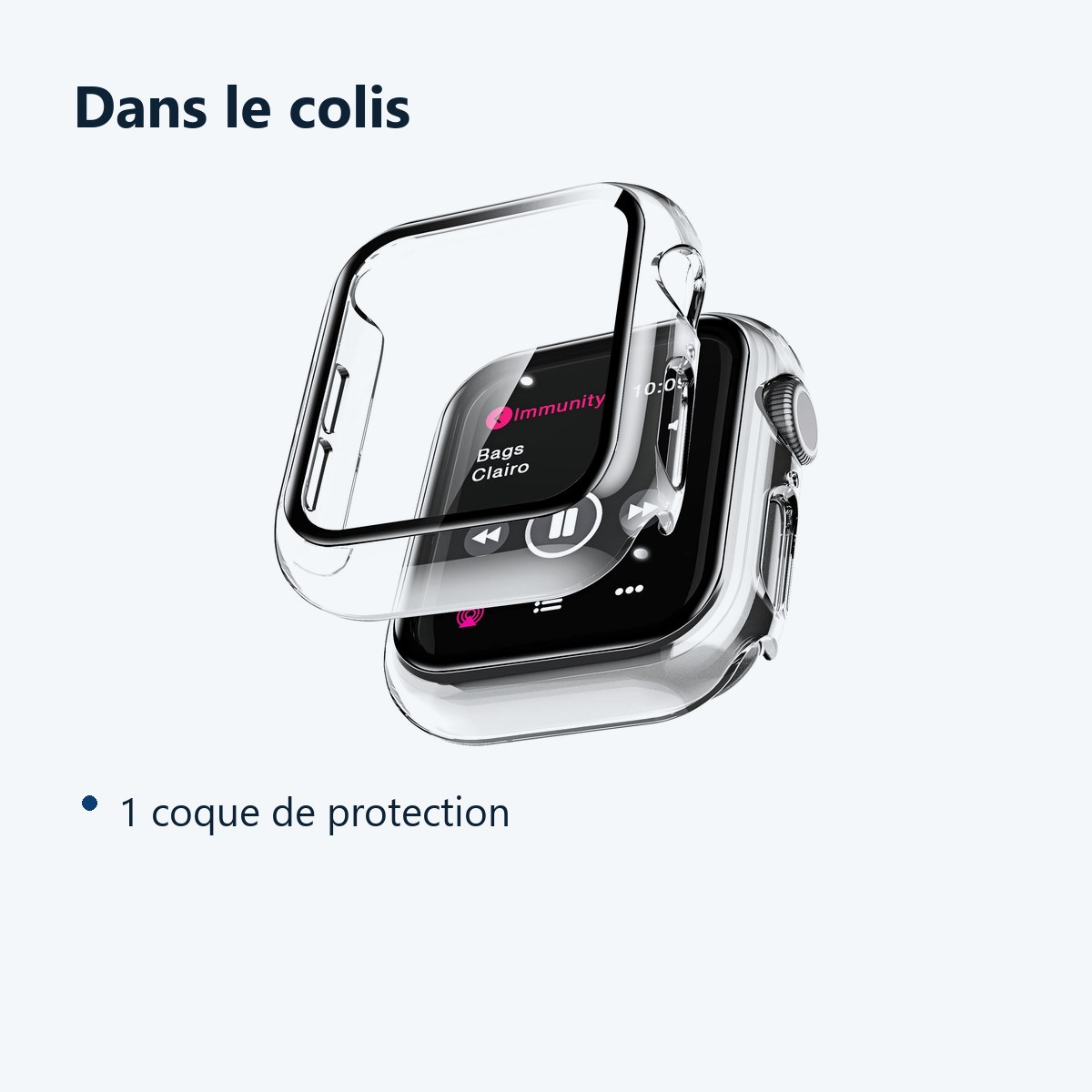 Contenu du colis – Coque de protection rigide Pack x2 pour Apple Watch 41mm Couleur Transparent