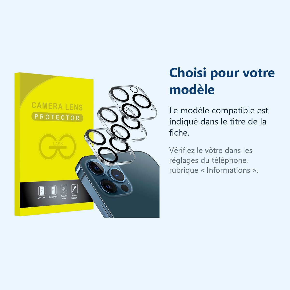 Accessoire ajusté au modèle exact – Verres Protection Camera Arriere X3 Pour iPhone 12 Pro