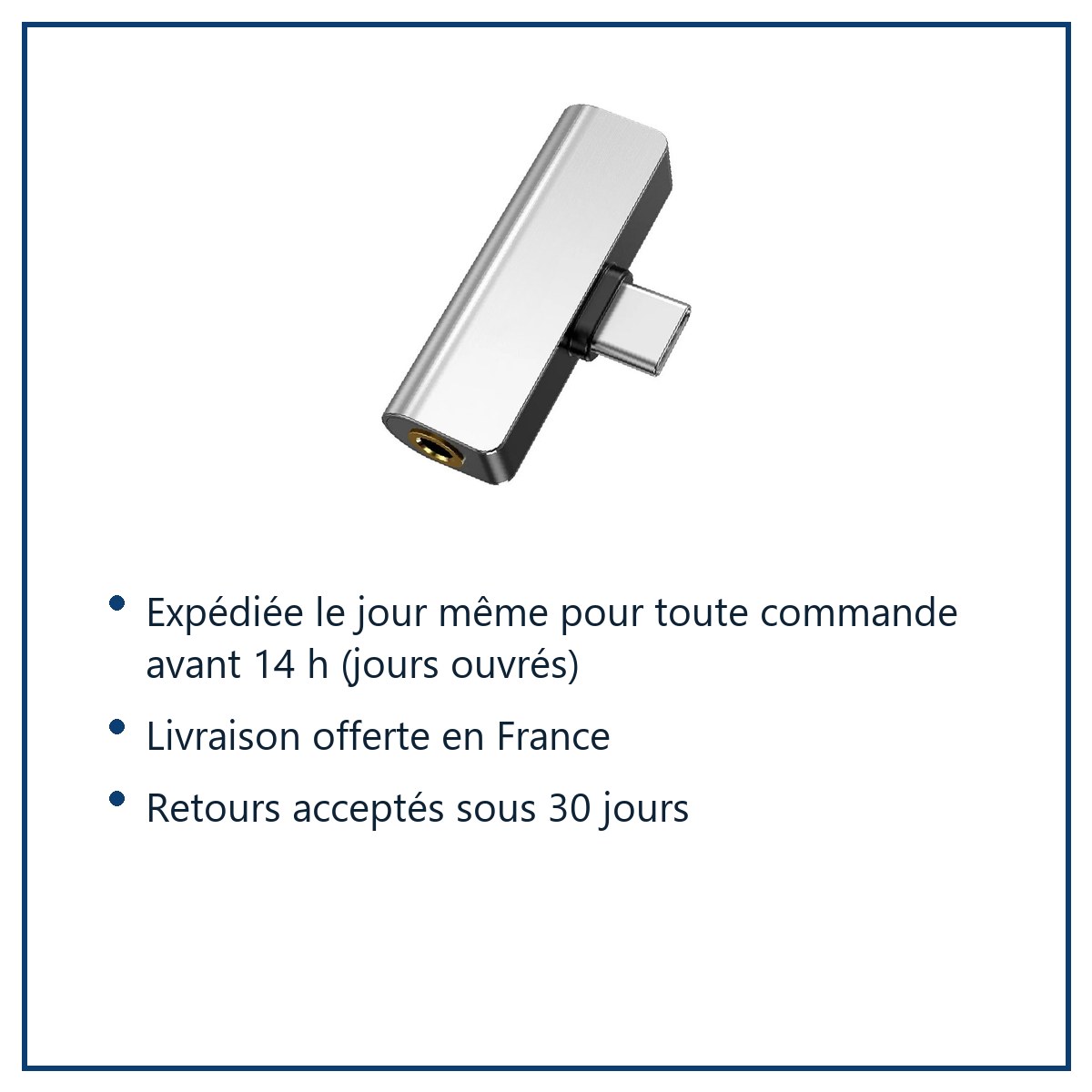 Expédition le jour même, livraison offerte, retours sous 30 jours – Adaptateur Audio 2en1 Type C / Jack 3,5mm + Type C couleu