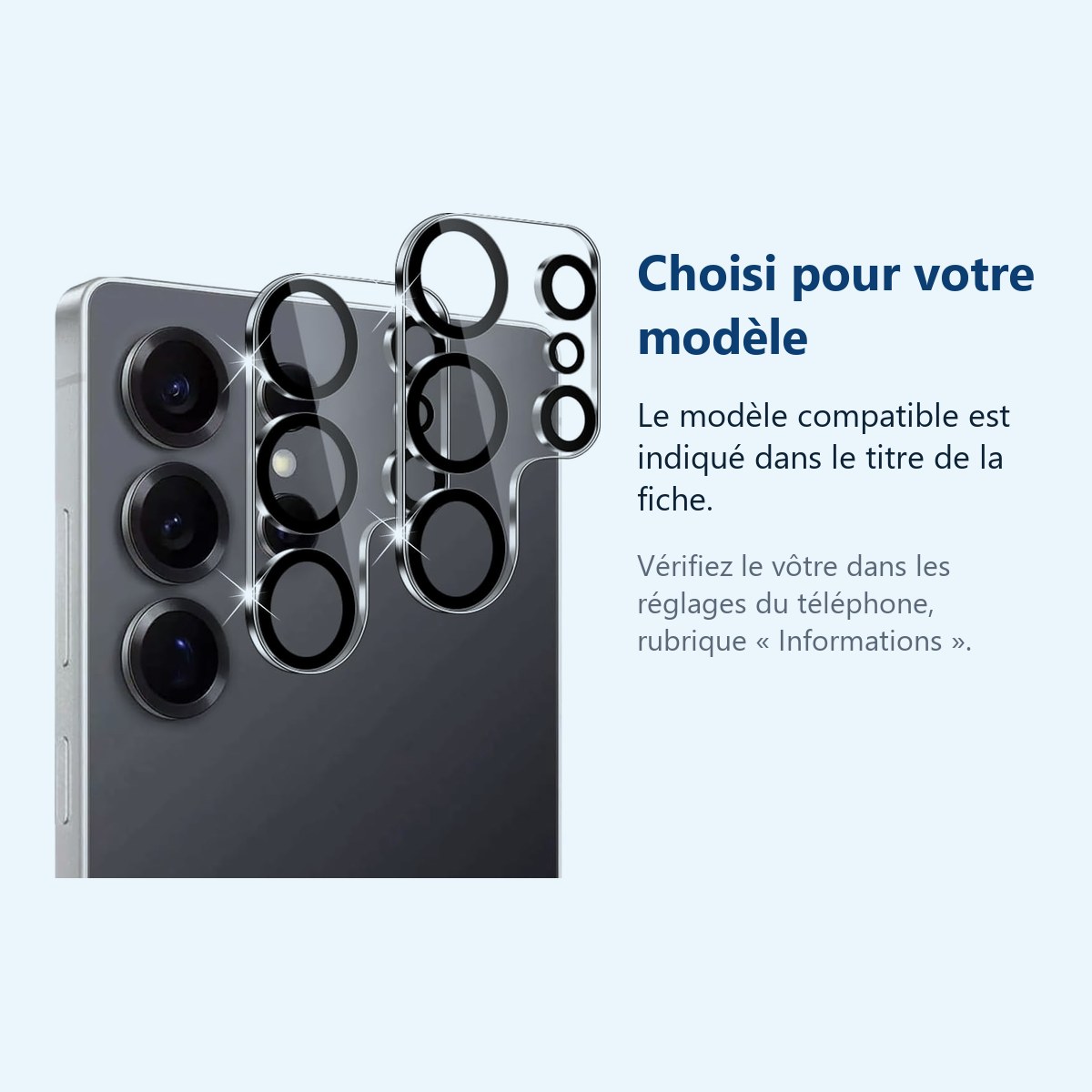 Accessoire ajusté au modèle exact – Verres Protection Camera Arriere Transparent X2 Pour Samsung Galaxy S25 Ultra
