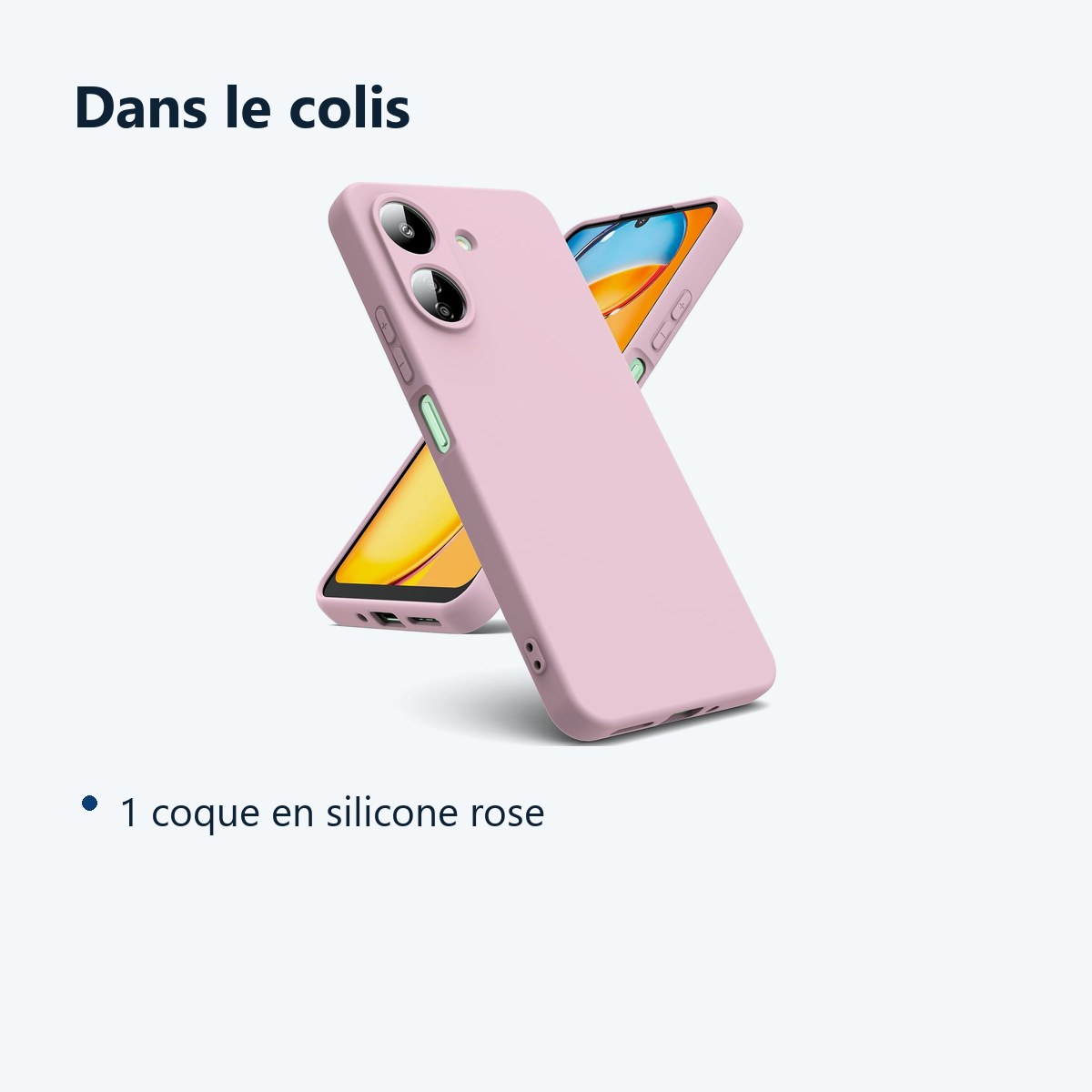Contenu du colis – Coque Pour Xiaomi Redmi 13C / Poco C65 Silicone Rose