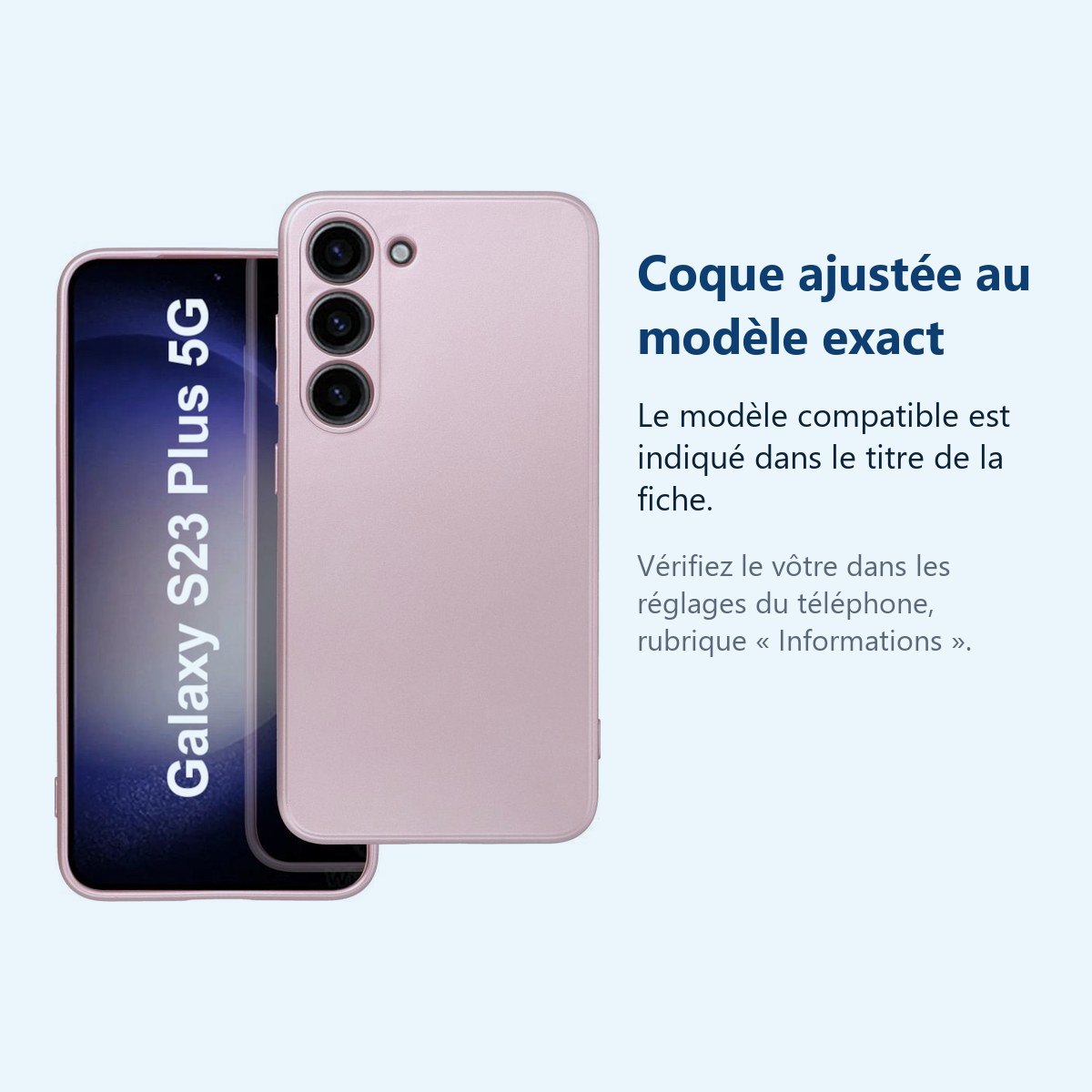 Accessoire ajusté au modèle exact – Coque Metal couleur Rose Pour Samsung Galaxy S23 Plus 5G