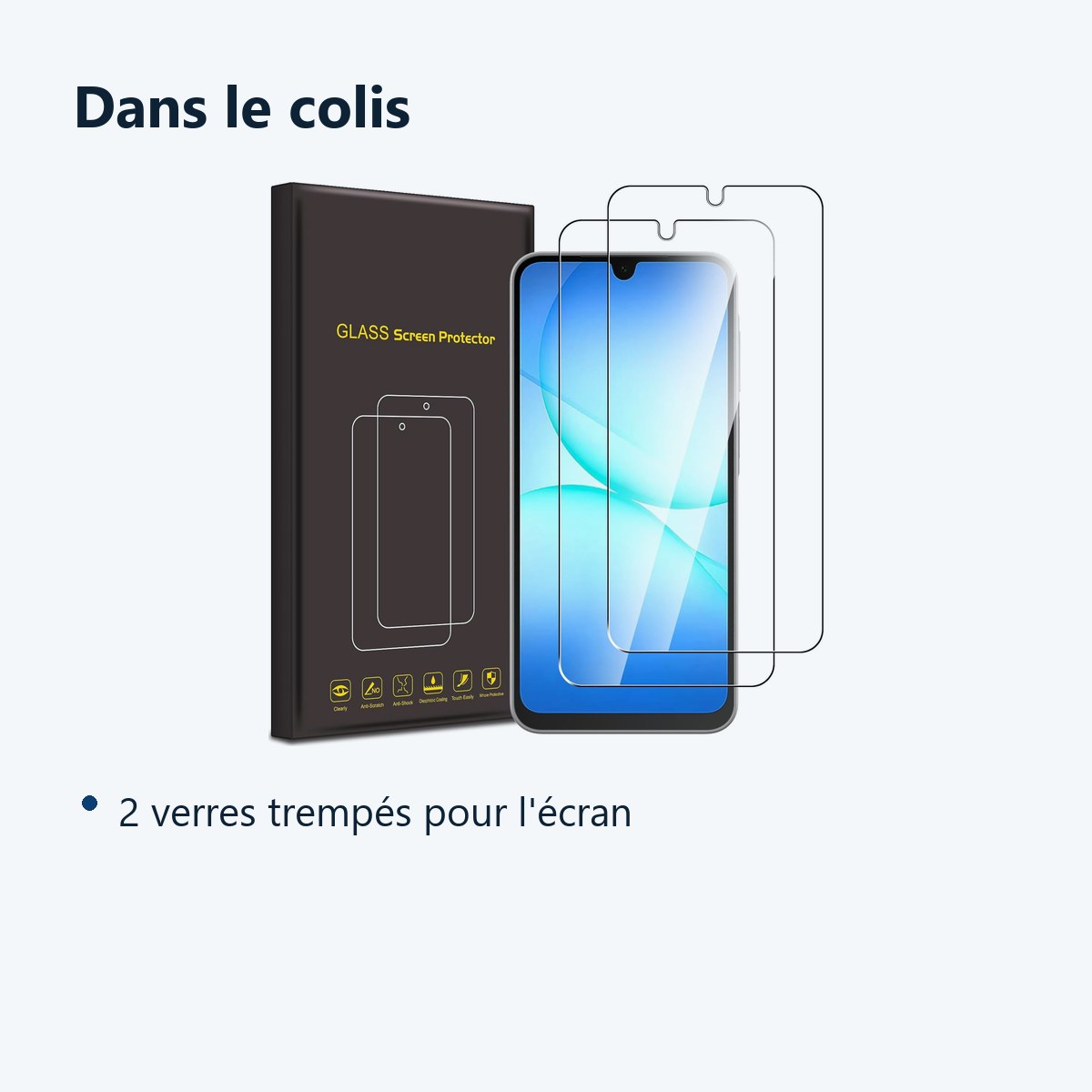 Contenu du colis – Verres Trempes X2 Pour Samsung Galaxy A17