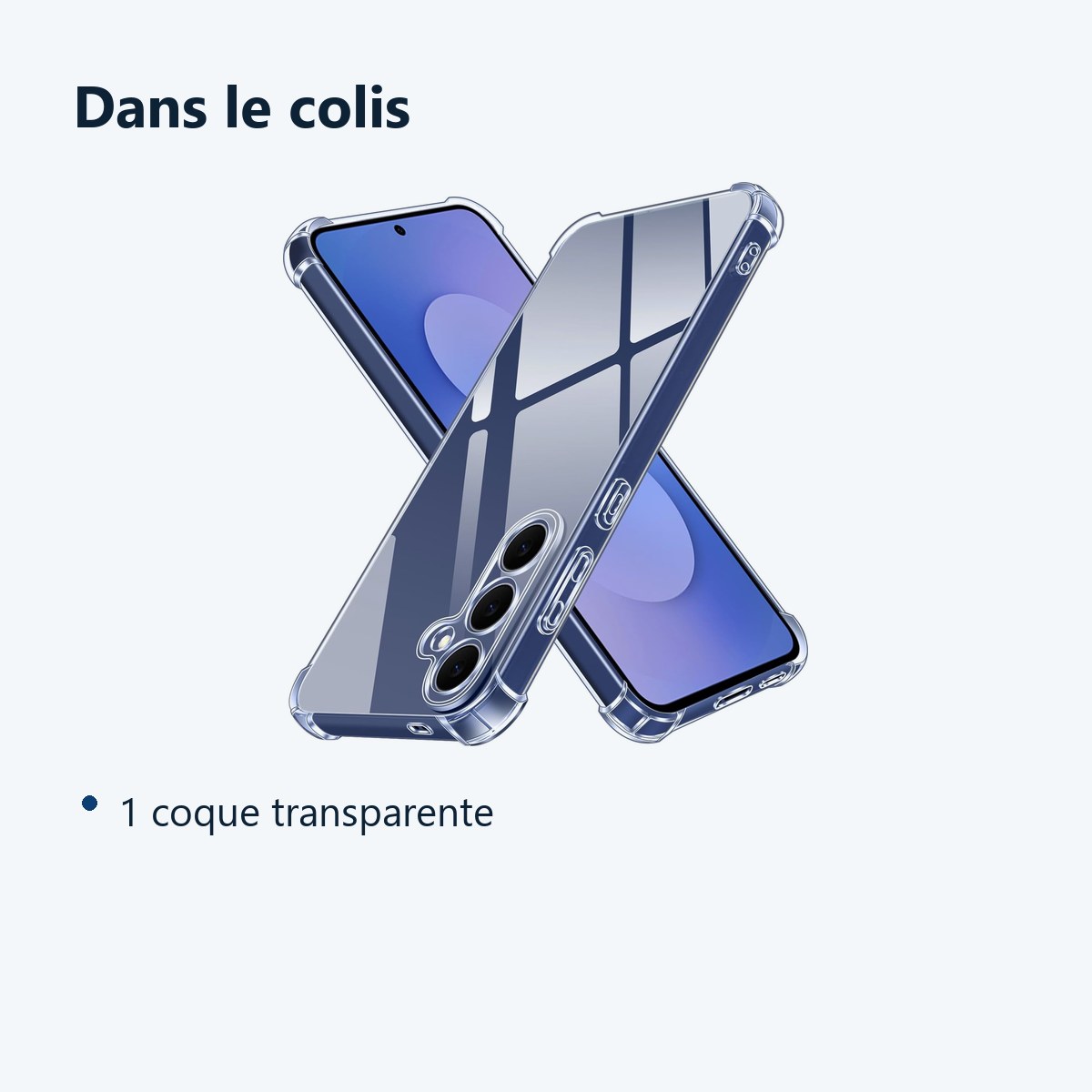 Contenu du colis – Coque Pour Samsung Galaxy S25 FE Silicone Transparente Angles Renforces