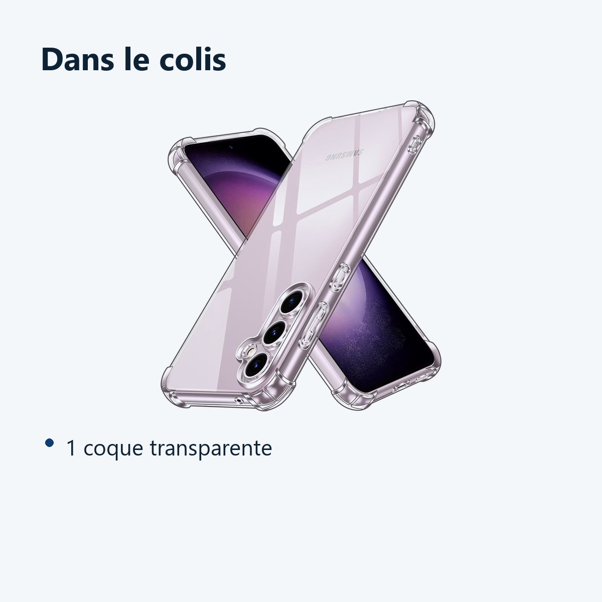 Contenu du colis – Coque Pour Samsung Galaxy S23 FE Silicone Transparente Angles Renforces