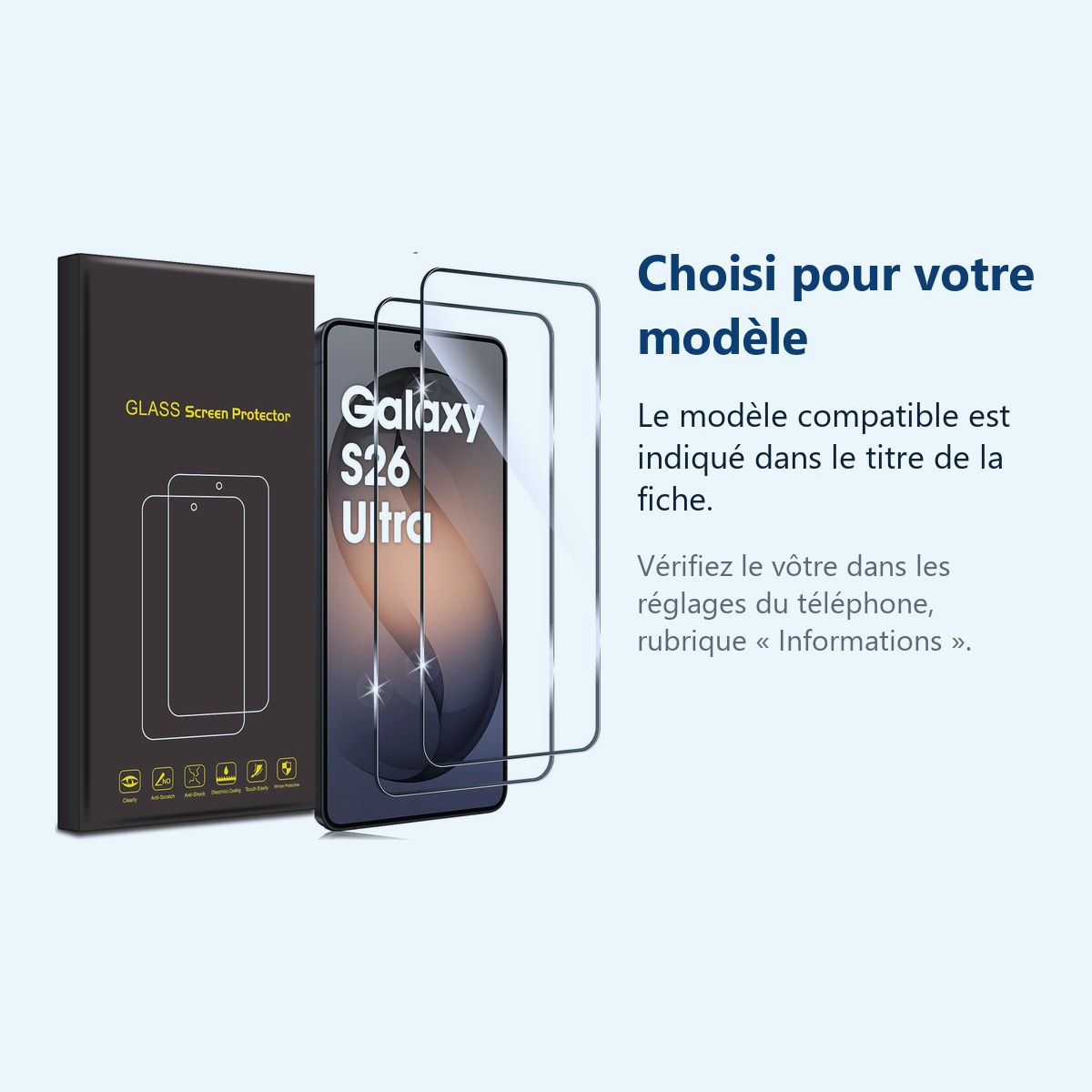 Accessoire ajusté au modèle exact – Verres Trempes X2 Pour Samsung Galaxy S26 Ultra