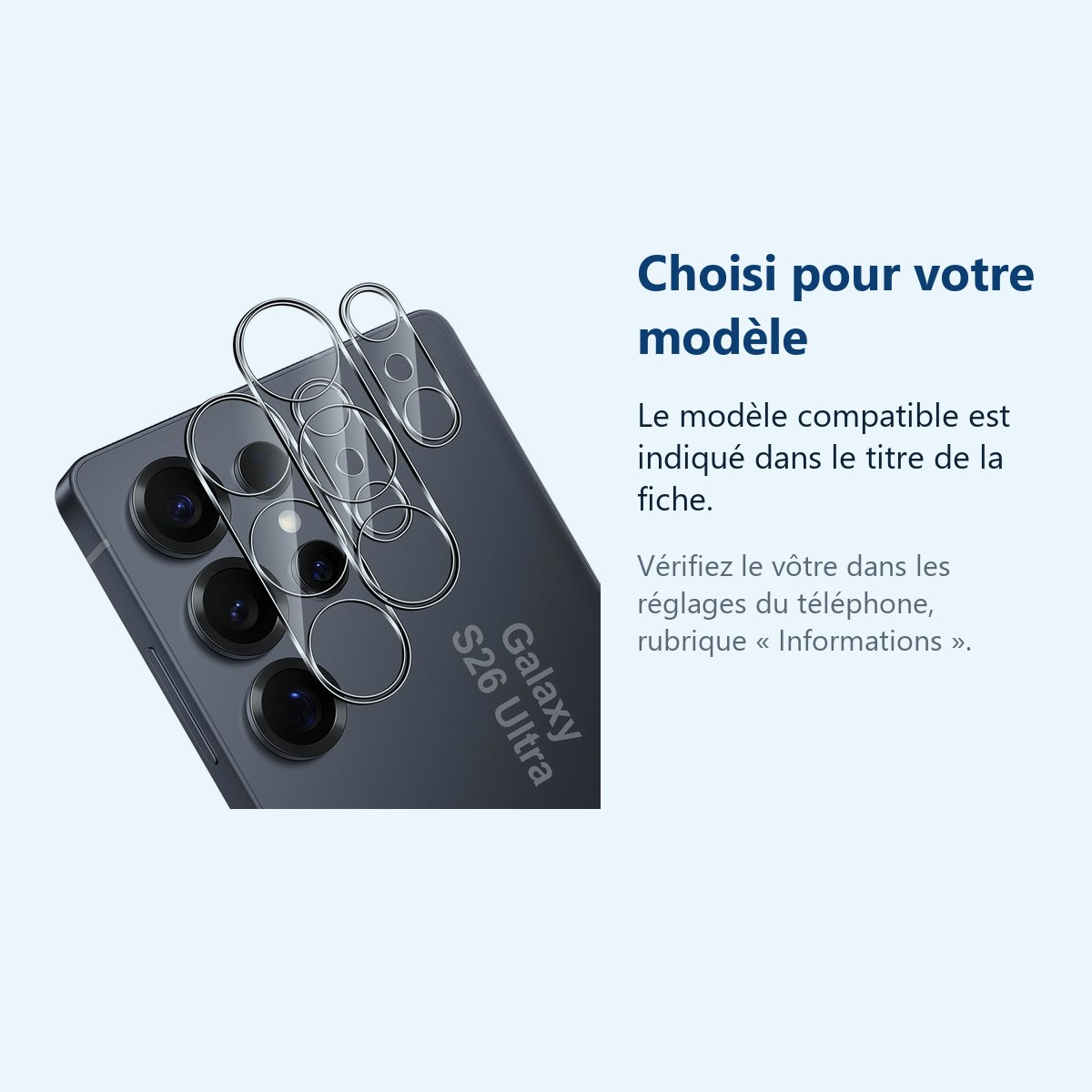 Accessoire ajusté au modèle exact – Verres Protection Camera Arriere Transparent X2 Pour Samsung Galaxy S26 Ultra