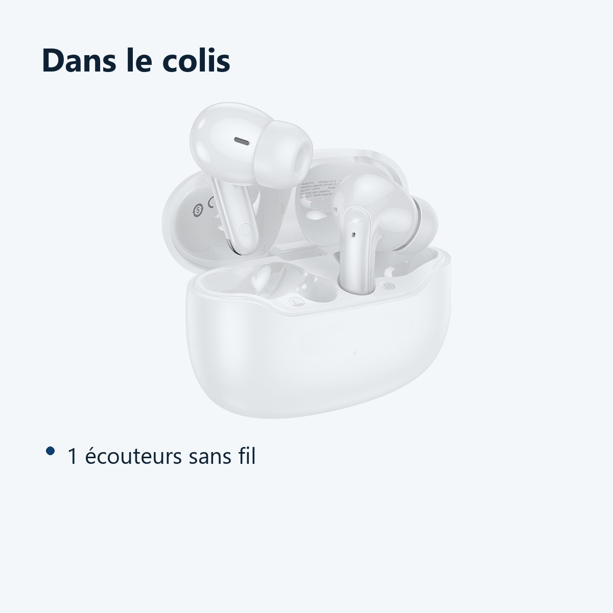 Contenu du colis – Ecouteurs Bluetooth 5,4 Blanc sans Fil Hi-FI Son Stéréo Microphones Intégrés USB-C Charge Rapide pour iOS