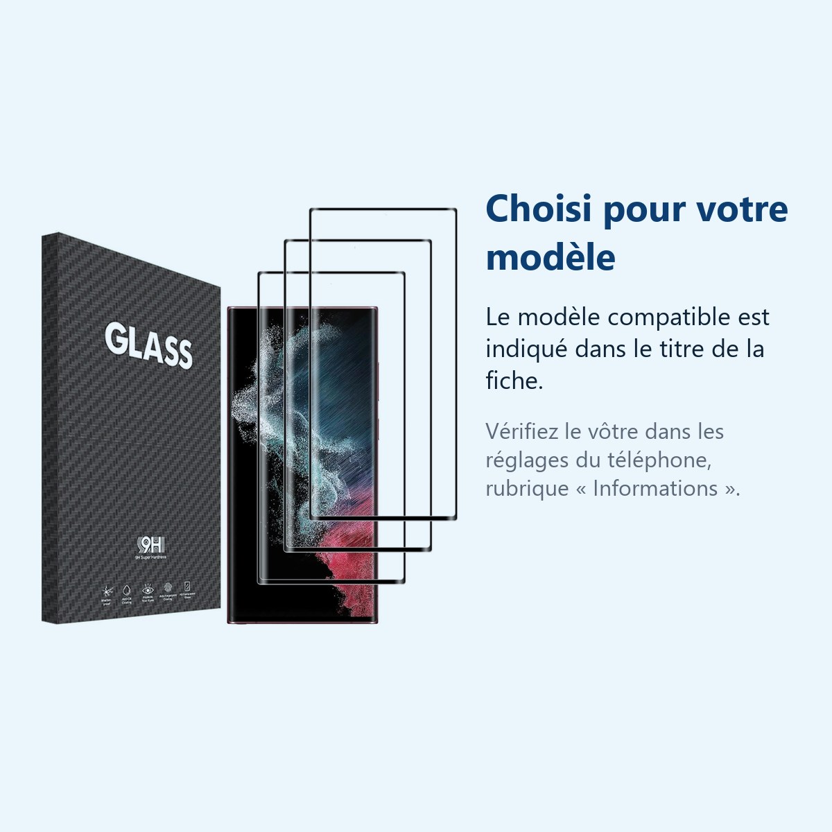 Accessoire ajusté au modèle exact – Verre Trempé pour Samsung Galaxy S22 Ultra (6,8 pouces) [Pack 3] Film Vitre Protection Ec