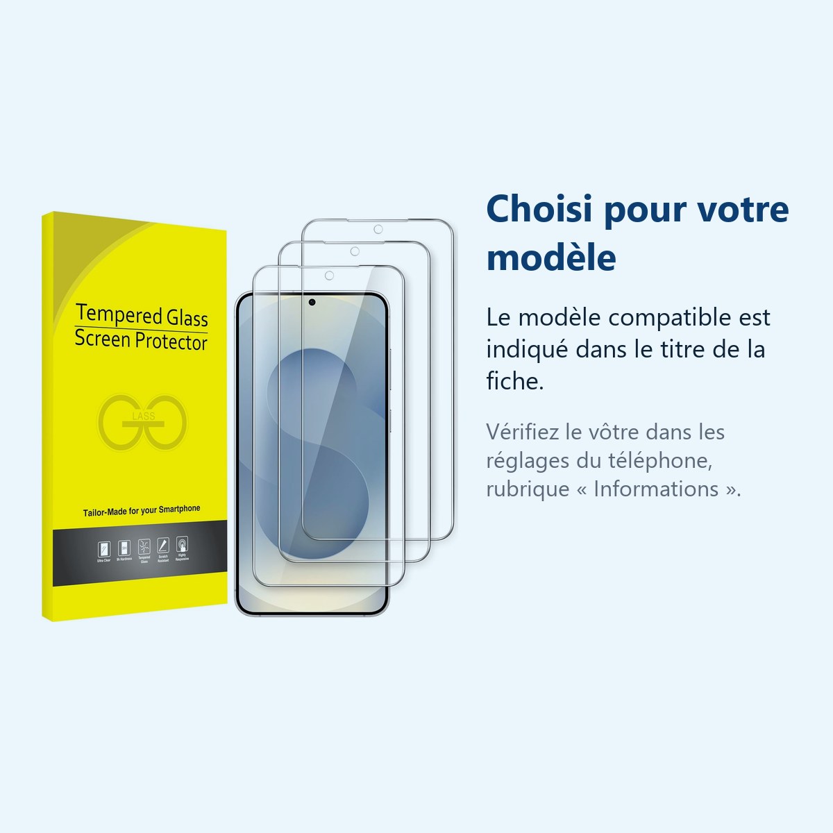 Accessoire ajusté au modèle exact – Verres Trempes X3 Pour Samsung Galaxy S25