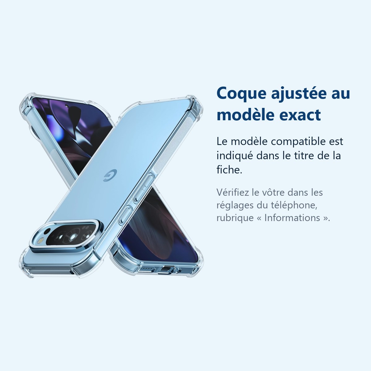 Accessoire ajusté au modèle exact – Coque Silicone Transparente Angles Renforces Pour Google Pixel 9 / Pixel 9 Pro