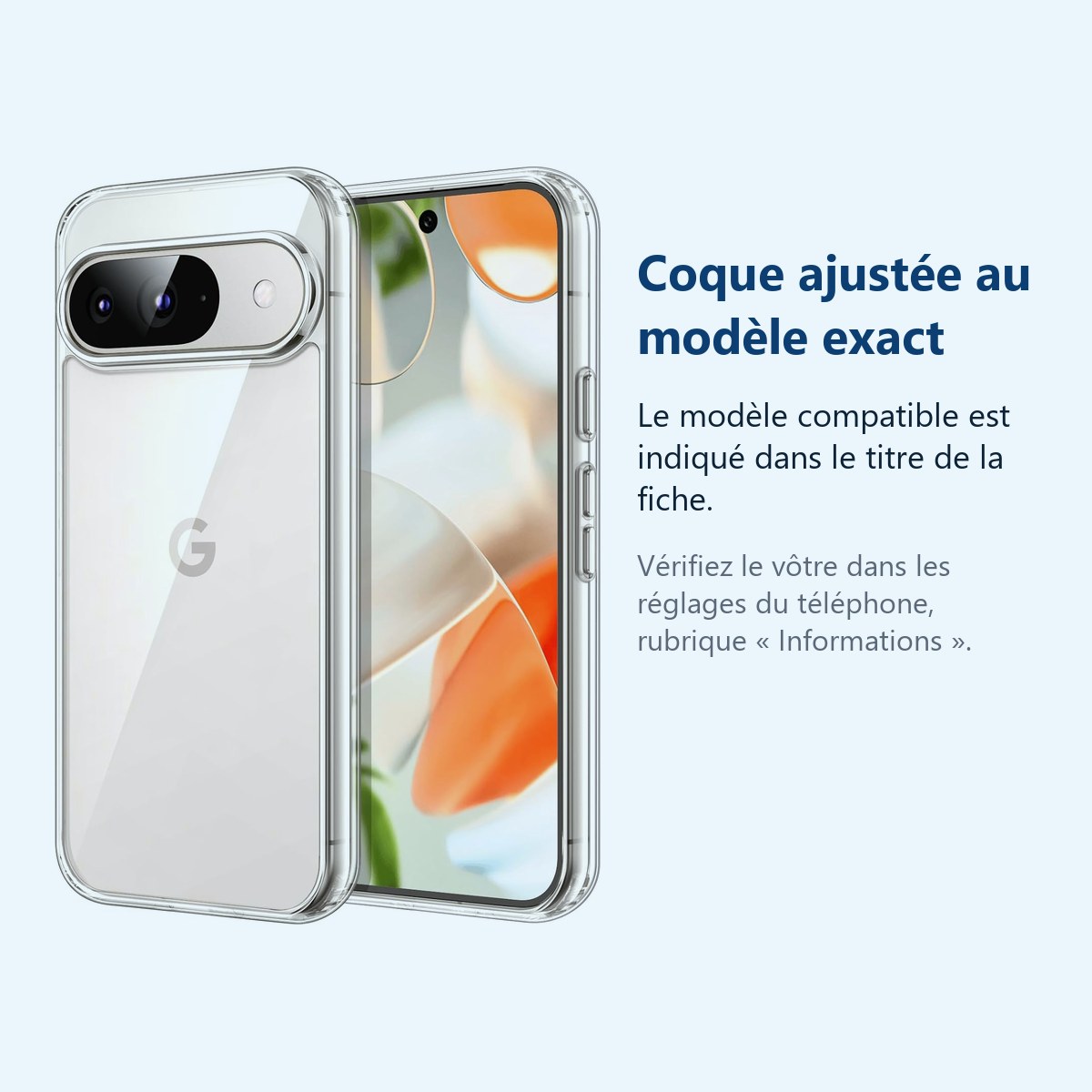 Accessoire ajusté au modèle exact – Coque Silicone Transparente Pour Google Pixel 9